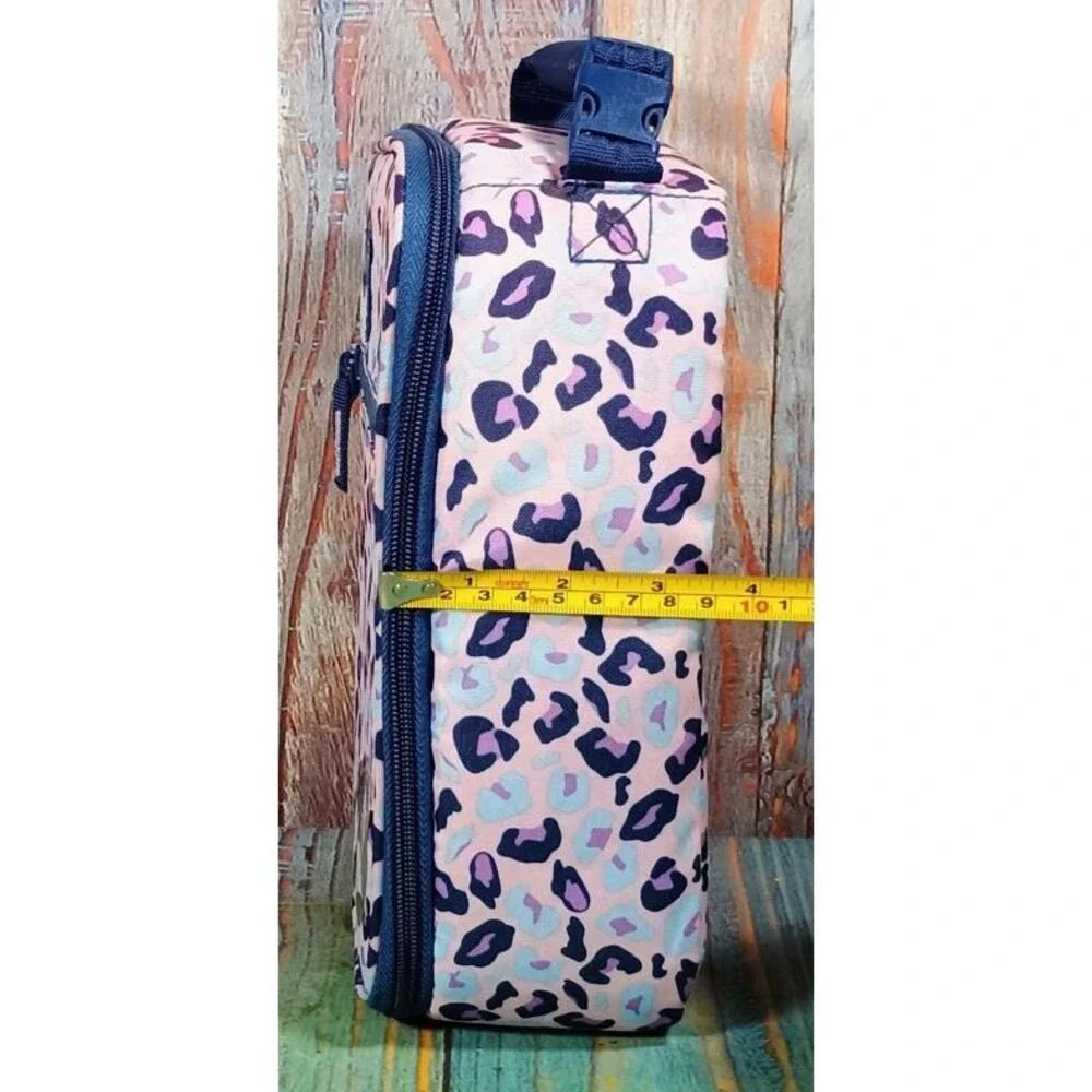 Fulton Bag Co Pink Leopard Print Insulated Lunch Box Hard Liner Water Repellent